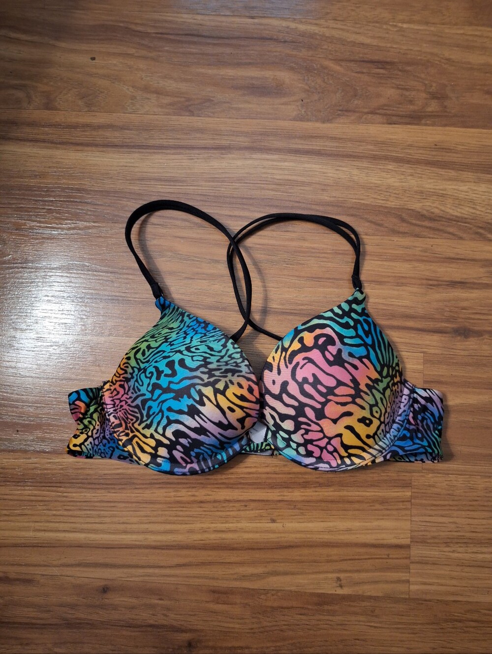 Victoria's Secret Rainbow Neon Animal Print Push-Up Bra